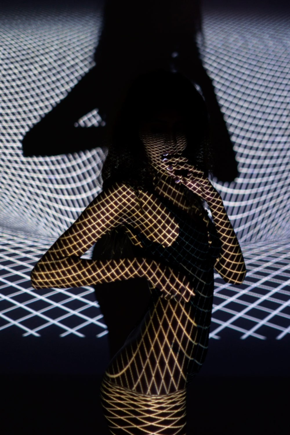 female model portrait geometrical concept with projector photoshoot with best indian advertising photographer based in mumbai india