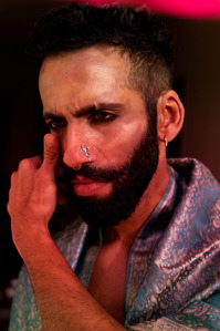 man staring in cloth shadow styled by ankita Bawiskar shoot by top Indian portrait photographer based in mumbai india