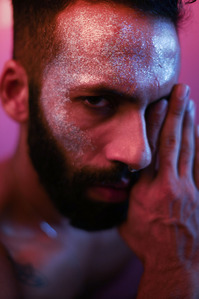 close up glitter portrait shoot of male model concept shot by top Indian portrait photographer based in mumbai india