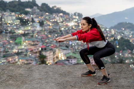 workout by beautiful sunset in gangtok photosohoot by leading indian advertising photographer based in mumbai india 
