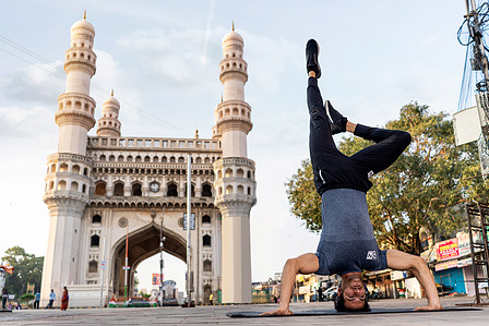 pushing the limits working out by the char minar sunrise in hyderabad fitness photoshoot by top indian advertising photographer based in mumbai india 
