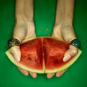 concept jewellery shoot cutting watermelon shoot by most creative indian advertising photographer based in mumbai india