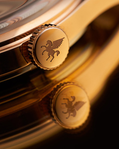macro golden  creative watch photographed for advertising purposes in studio lighting