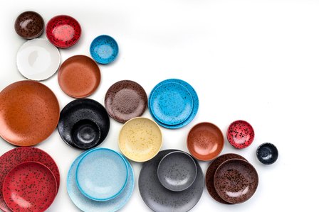 colourful pop of textured highend ceramic plates concept shoot professionally taken by leading products photographer ashish gurbani based in mumbai india