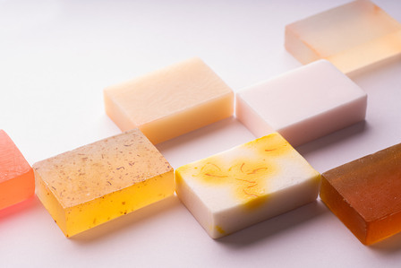 Professional still life photography of creative soaps lined up to form geometrical creative play in studio setting with white background shot by best Product and Still life photographer ashish gurbani based in Mumbai India.