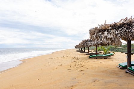 Beachside sunbathing chairs subtly placed shot by Ashish Gurbani top advertising photographer based in Mumbai India.