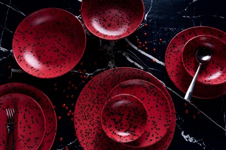 deep red colours and ceramic plate gradations professional concept shoot with best still life photographer ashish gurbani based in mumbai india