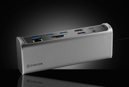 a USB dock floating on a glass surface with a glow shot in a studio lighting setup photographed by a top luxury product photographer based in pune india