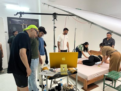 behind the scenes at a lifestyle photoshoot for an advertising commercial in mumbai