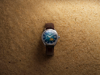 sand based concept shoot of leather watch in product photography studio pune