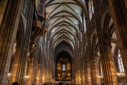 The jaw-dropping inside architecture of a big cathedral in Europe shot by leading travel photographer based in Mumbai India.