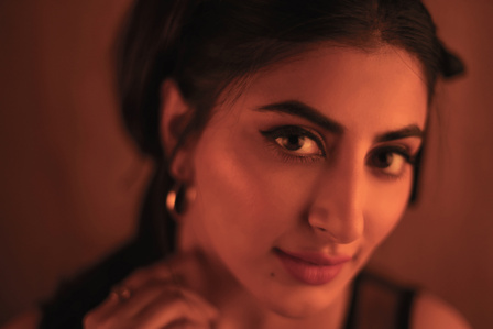 a close up blur conceptual portrait shoot of telegu actress shweta avasthi