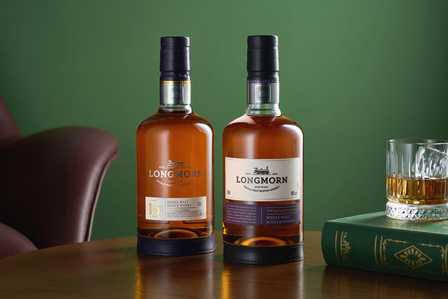 a group of longmorn whiskey bottles displaying sharp edged glass designs by the best brand photography in Pune, India.
