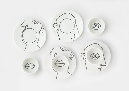 a collection of cups and saucers on a minimalistic clean white background photographed by leading luxury prodcut photographer based in pune india