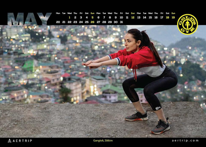 workout by beautiful sunset in the city of gangtok india photosohoot by top indian advertising photographer based in mumbai india 
