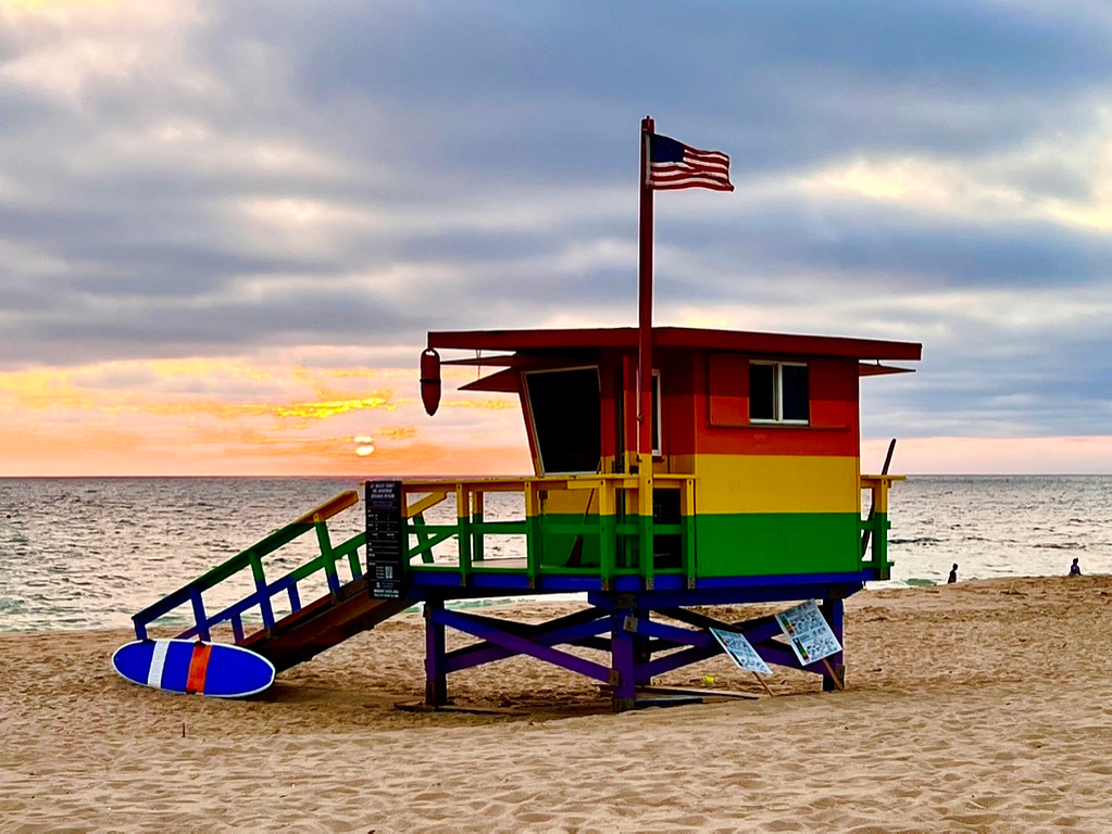 Pride Lifeguard Tower in Hermosa Beach Pier