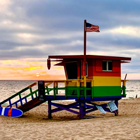 Pride Lifeguard Tower in Hermosa Beach Pier