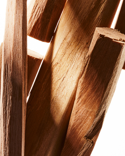 Close-up image of cedarwood chucks.