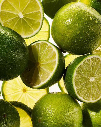 Closeup image of fresh lime fruits.