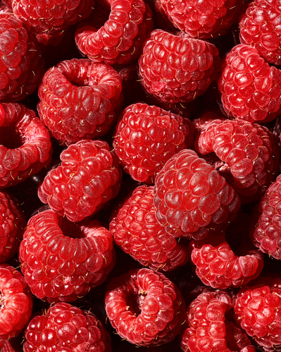 Closeup image of fresh raspberries.