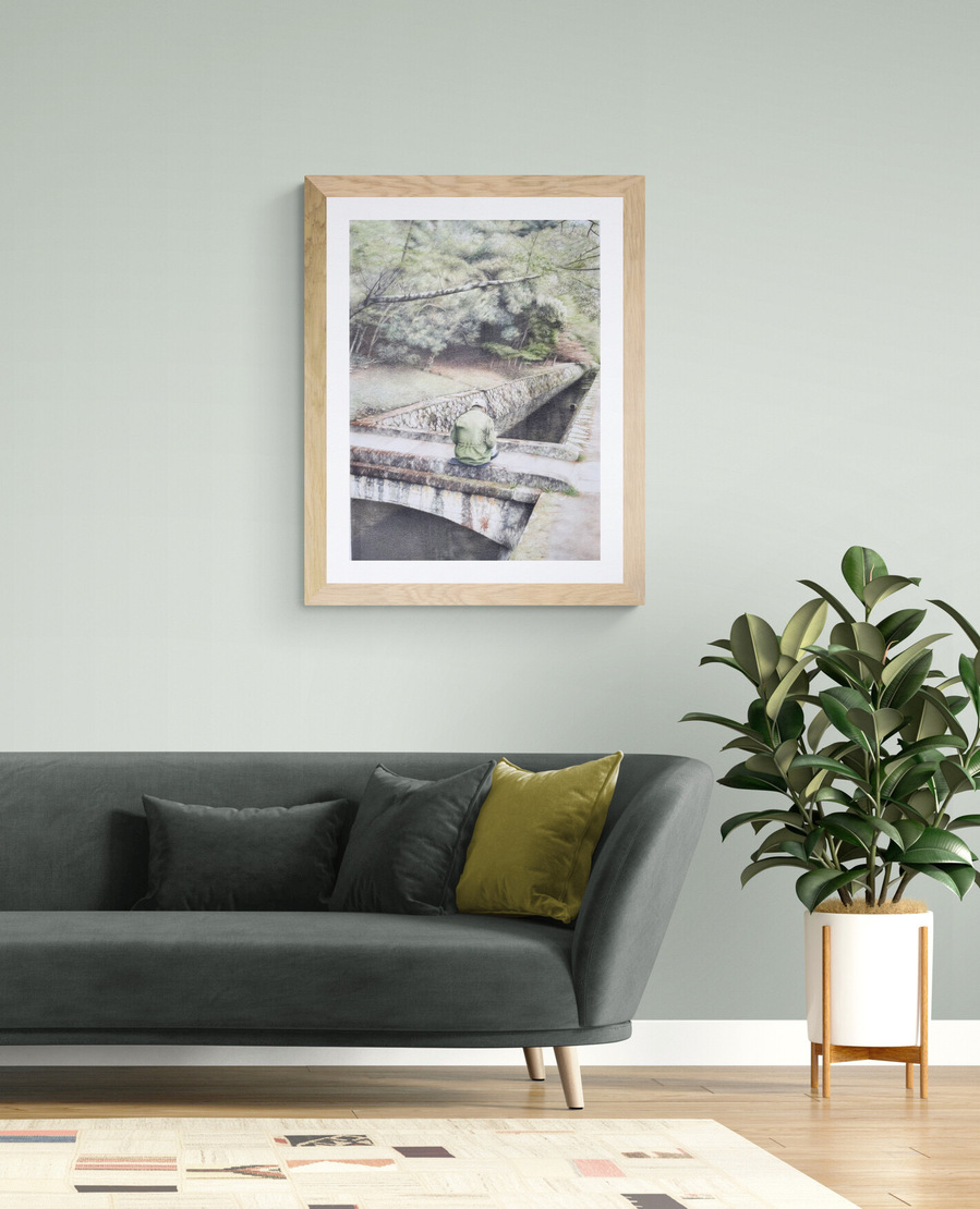 Example of framing for artwork by Candace Slager The Philosopher