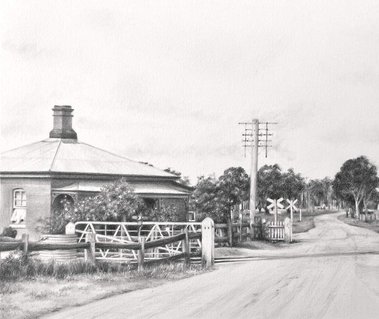 Commission artwork by Candace Slager. Graphite. Barleyfields railway house. Uralla NSW.