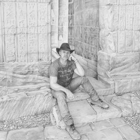 Commission artwork by Candace Slager. Graphite. Temple of Isis Egypt.