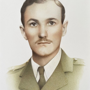 Commission artwork by Candace Slager. Colour pencil. Lt Arthur Edwin Hosie. Portrait commission.