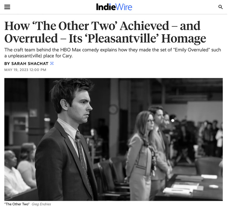 INDIE WIRE ARTICLE ON THE OTHER TWO SEASON 3 PLEASANTVILLE EPISODE