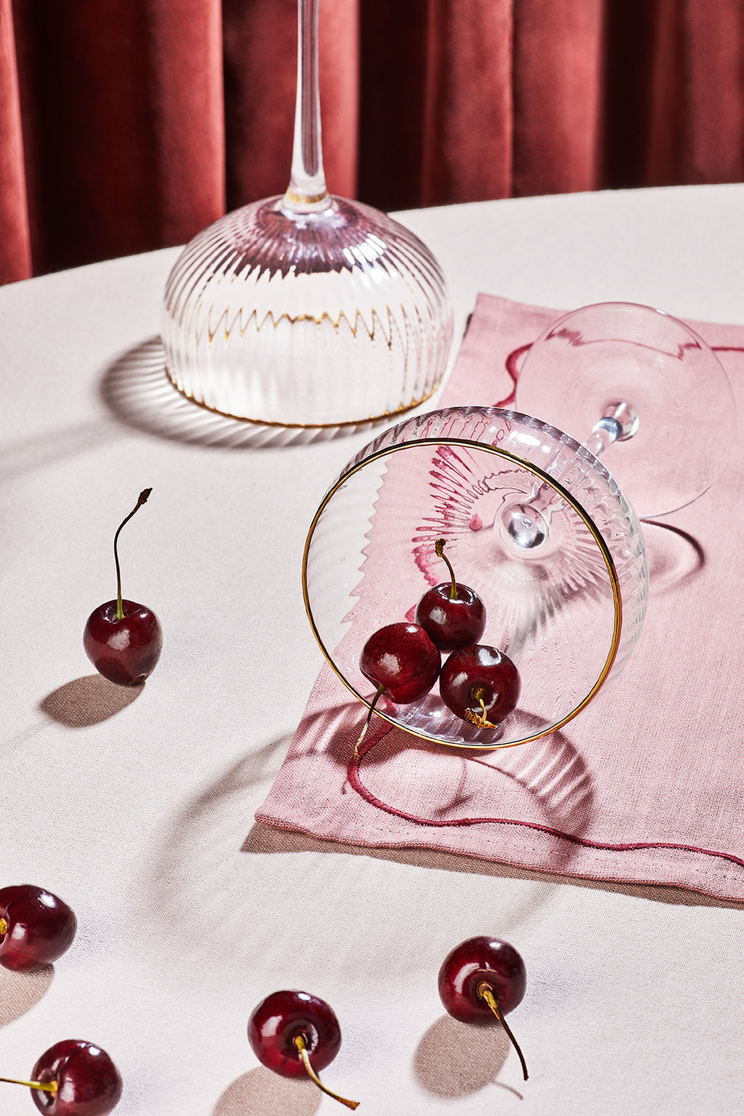 Curated glassware from & Then Home featuring glassware from brands such as Cox and Cox, & Klevering and Anthropologie. Styled by Nicki Bamford Bowes of interior design studio And Then They Went Wild and Photographed by still life photographer Lol Johnson.