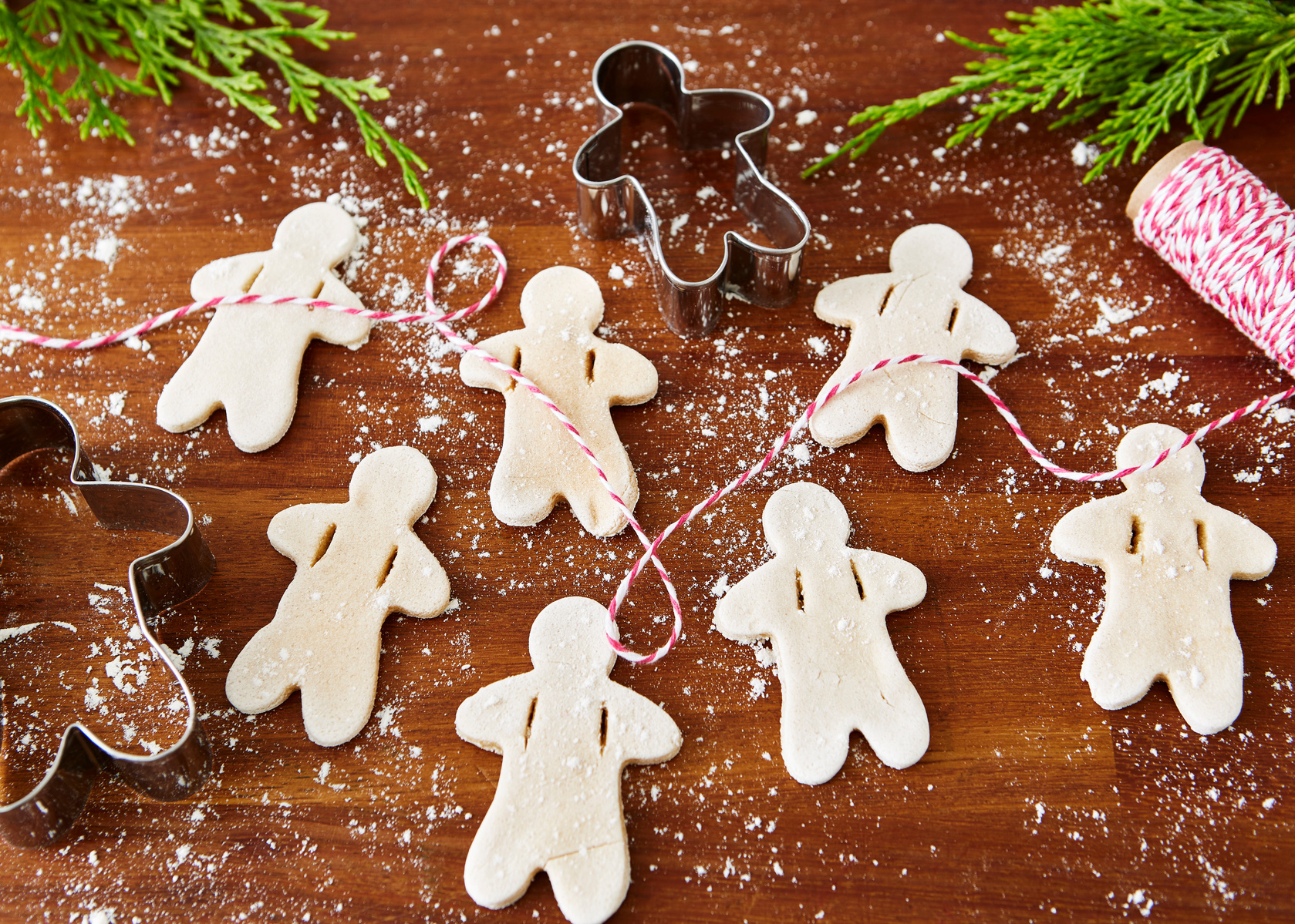 Easy ideas for food based decorating at Christmas. Salt dough tree decorations. Shot by London based still life and food photographer Lol Johnson. Styling by Liz Cooper.