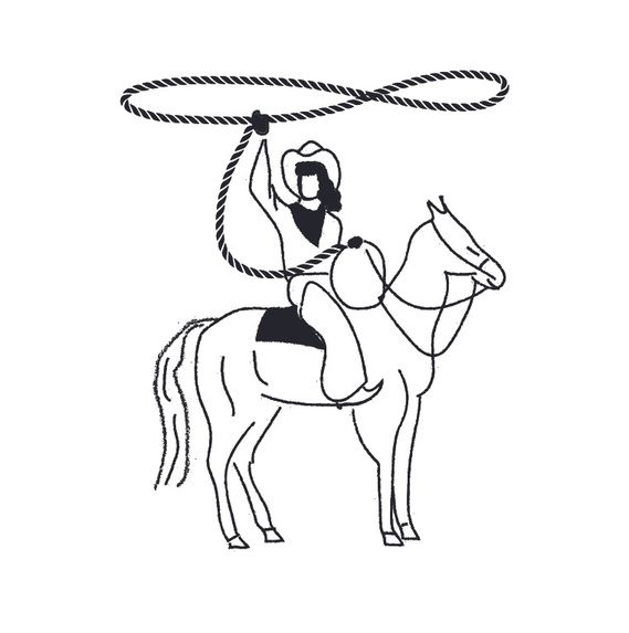 Cowgirl icon with a rope for Lasso Photo Co.