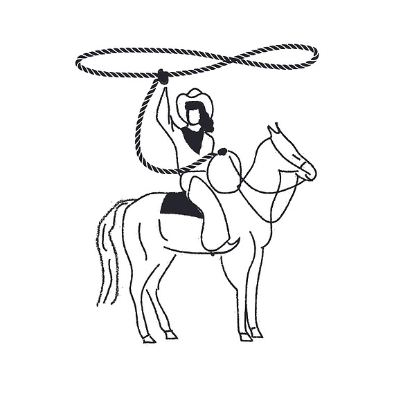 Cowgirl icon with a rope for Lasso Photo Co.