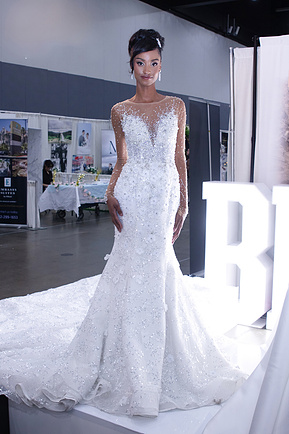 Formal wedding gown bridal portrait. 