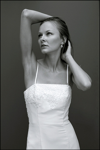Black and white bridal portrait. 