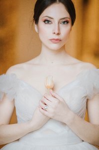 Bride with a tulip in abbey in Apulia