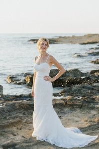 Bride after the ceremony at sea in Puglia