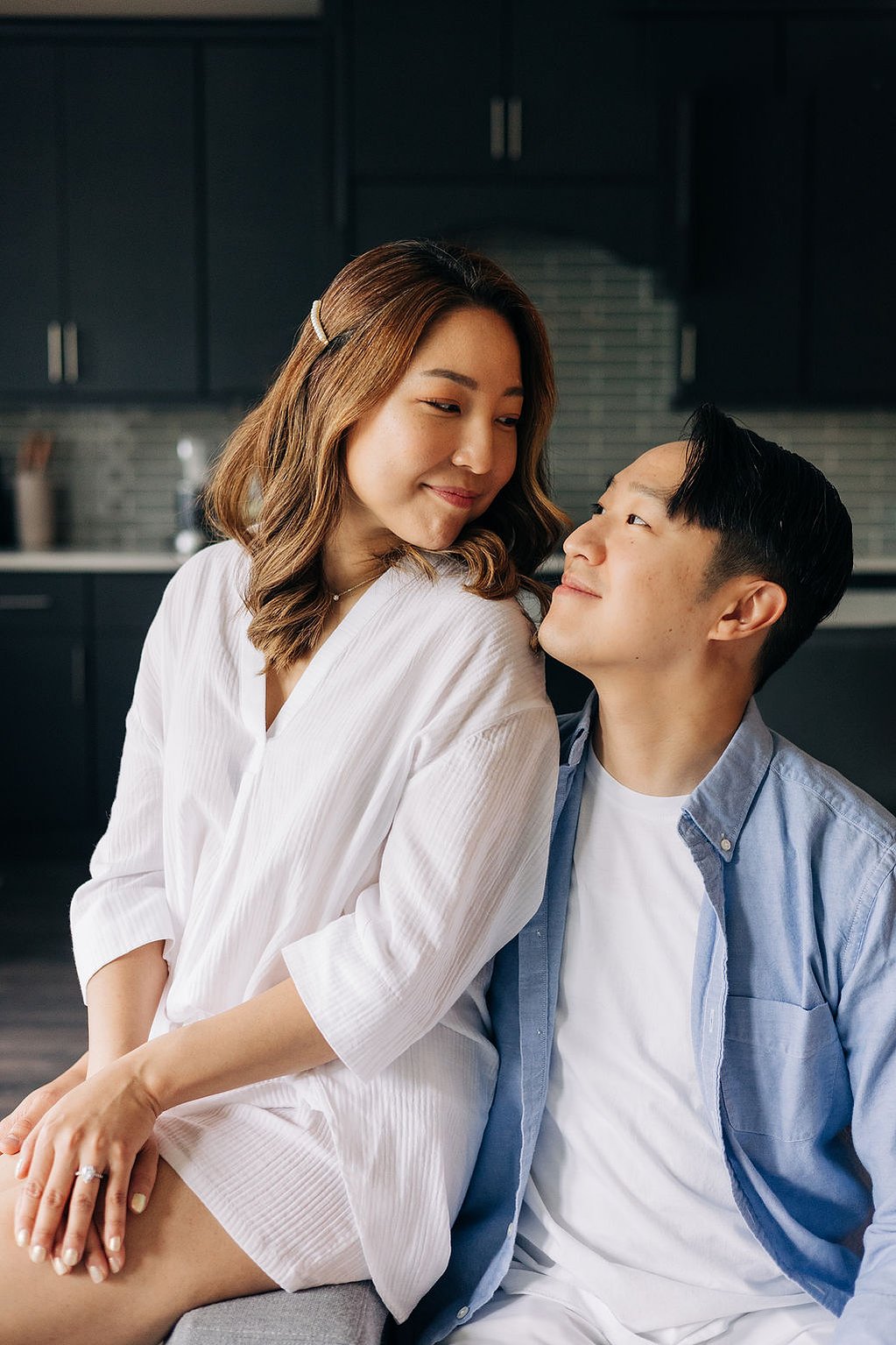 documentary style engagement photoshoot at home in the philadelphia suburbs