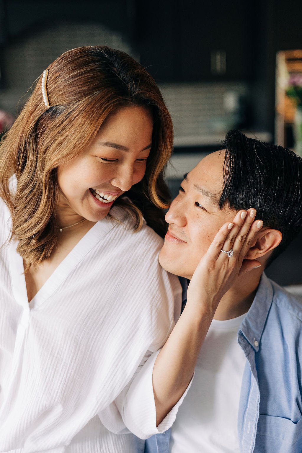 documentary style engagement photoshoot at home in the philadelphia suburbs