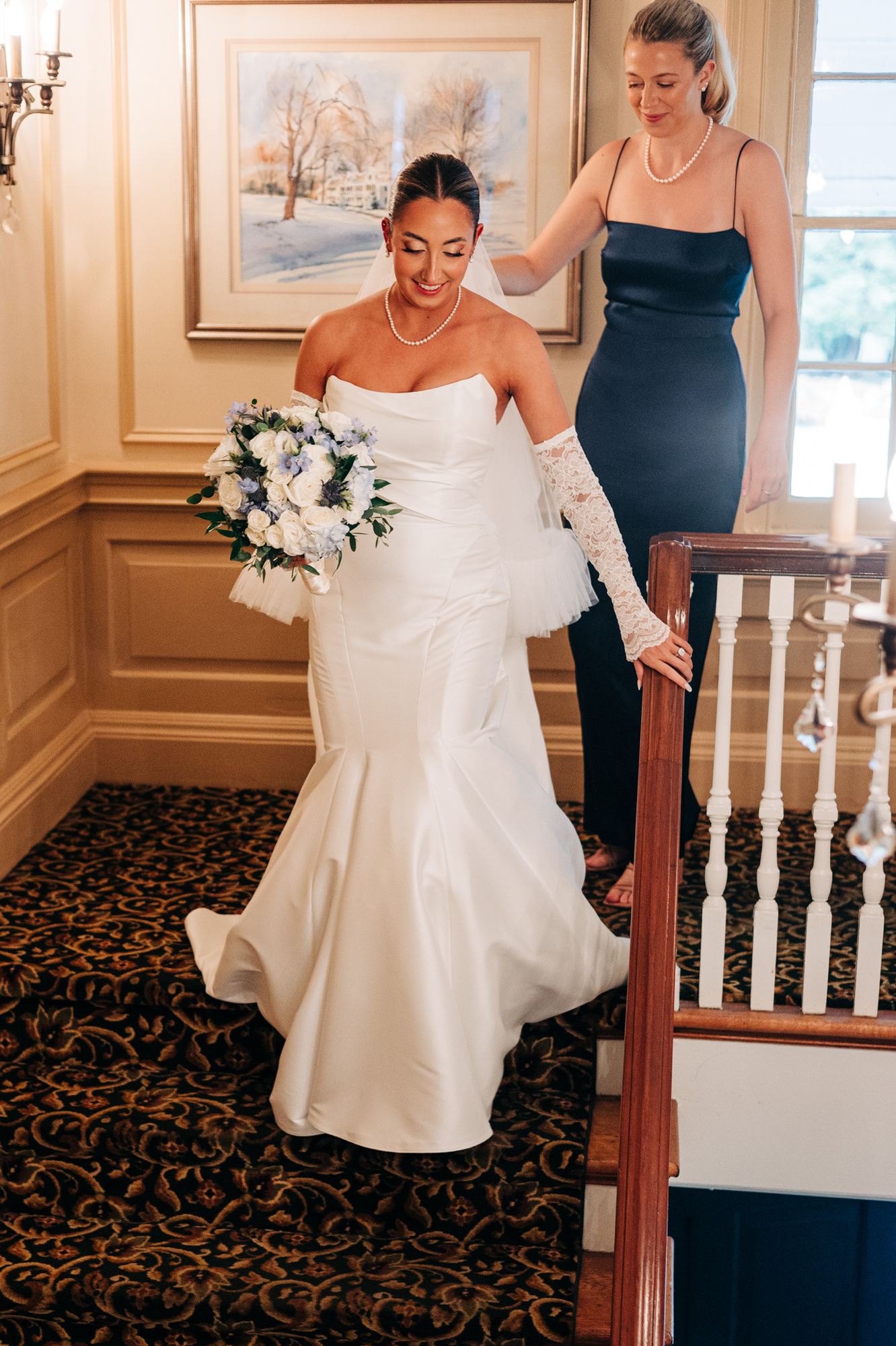bride getting ready at glenhardie country club wedding
