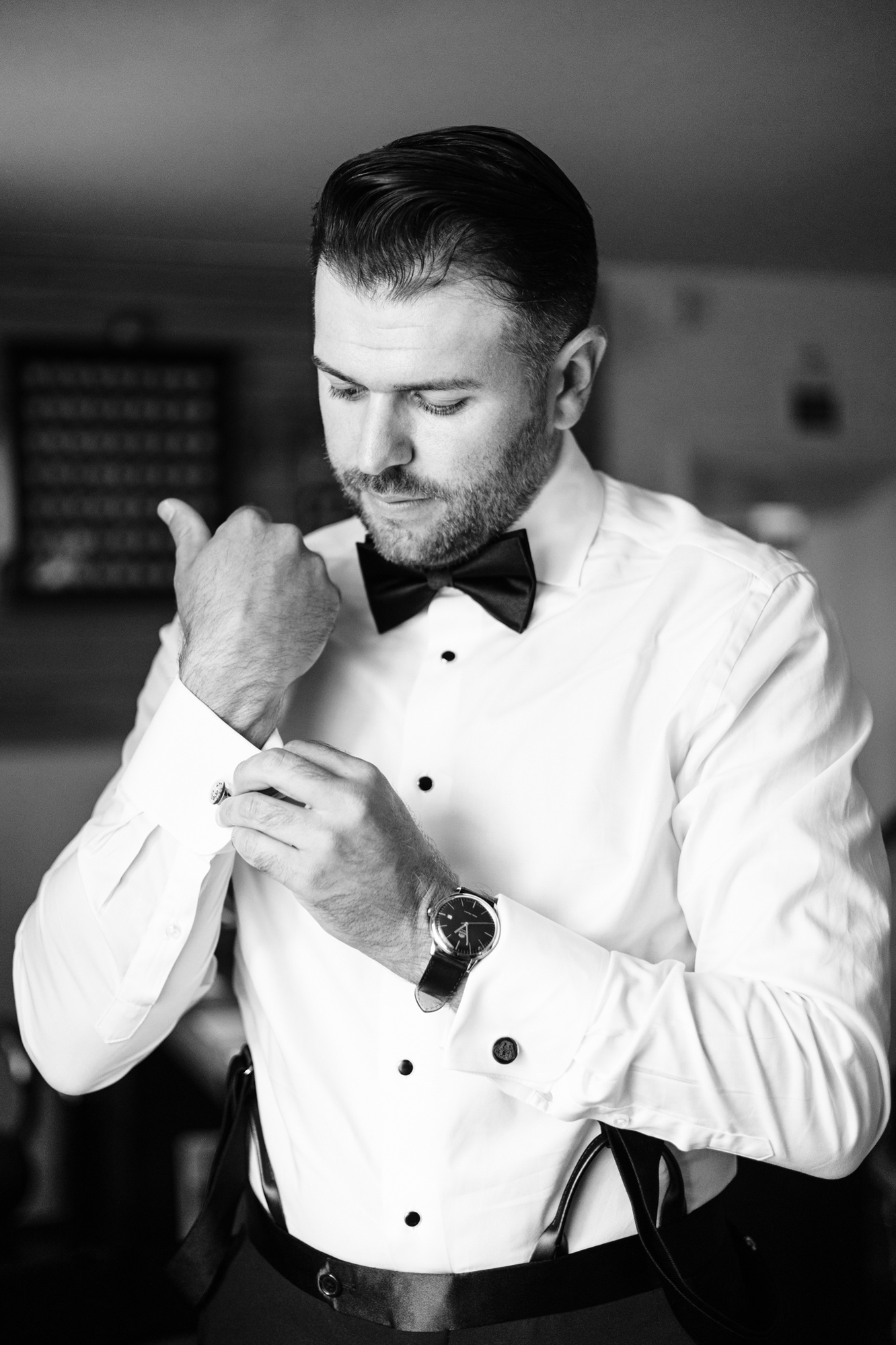 groom getting ready details at glenhardie country club wedding