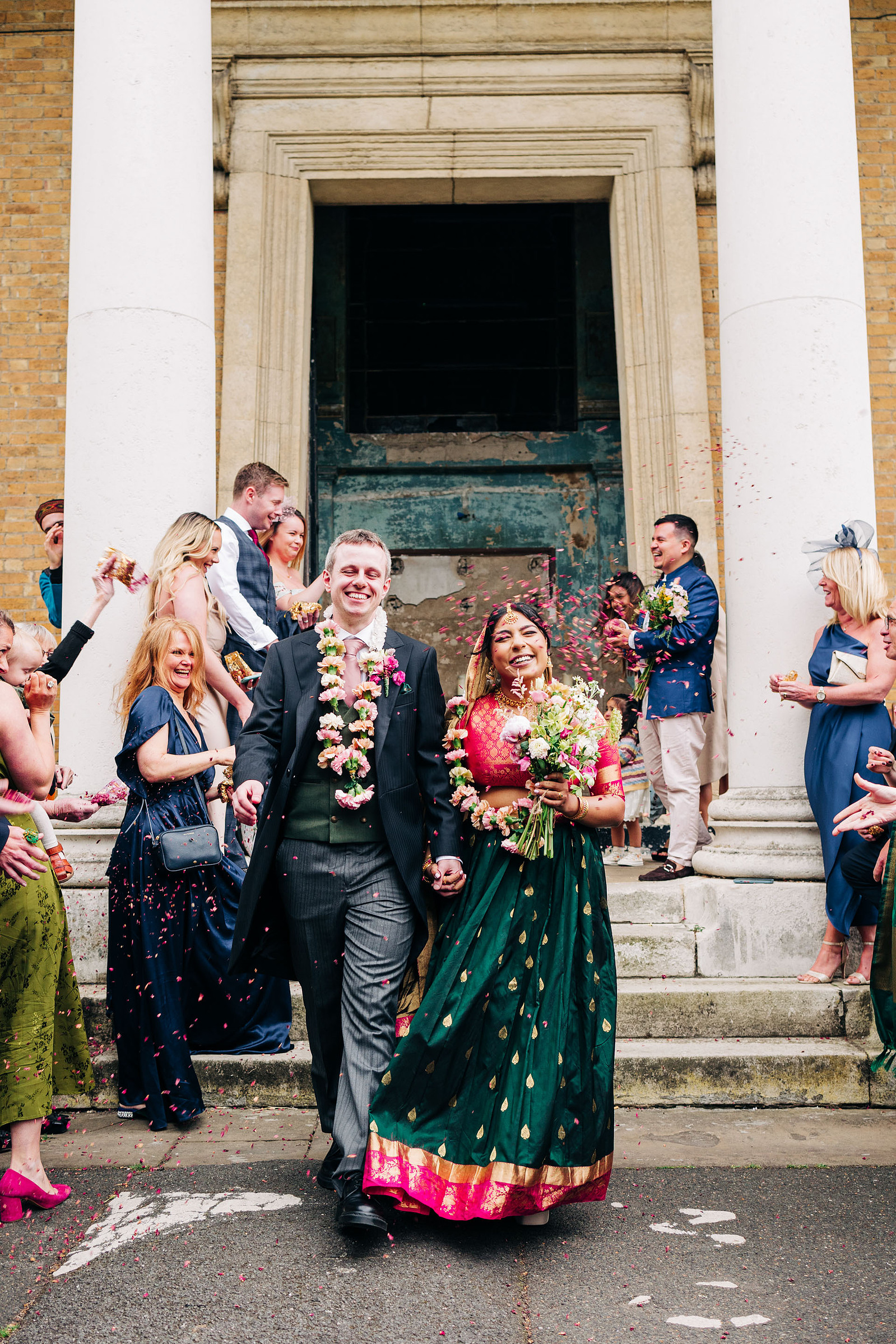 colorful multicultural british indian wedding ceremony at asylum chapel in london england UK wedding