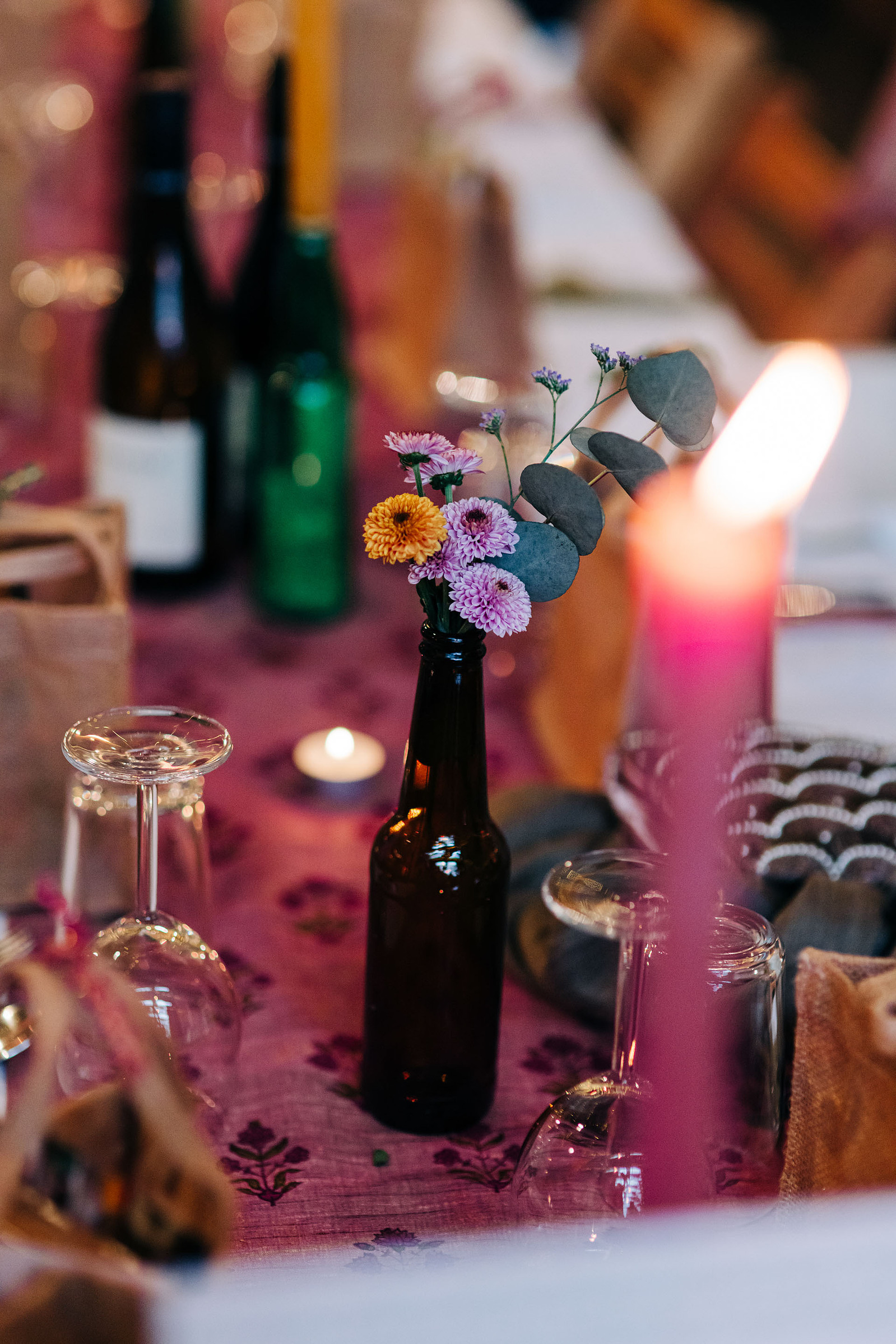 amp studios london wedding reception party dinner featuring pink and green wedding decor inspiration