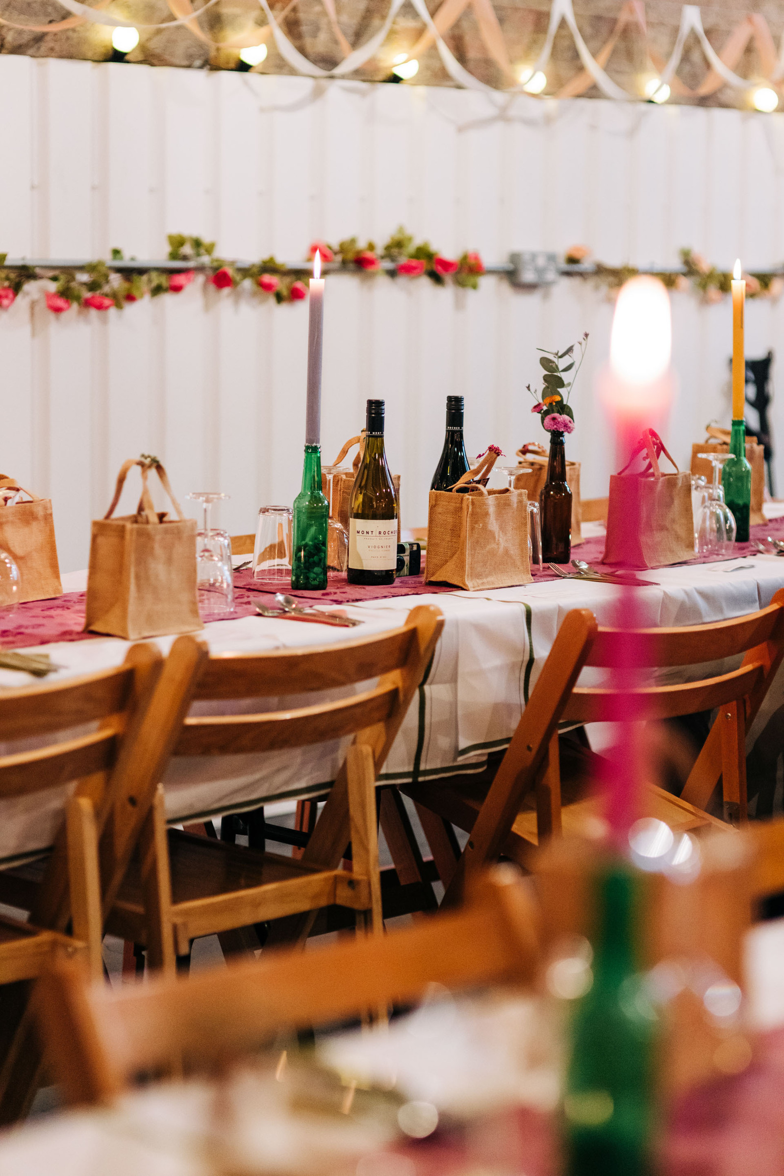 amp studios london wedding reception party dinner featuring pink and green wedding decor inspiration