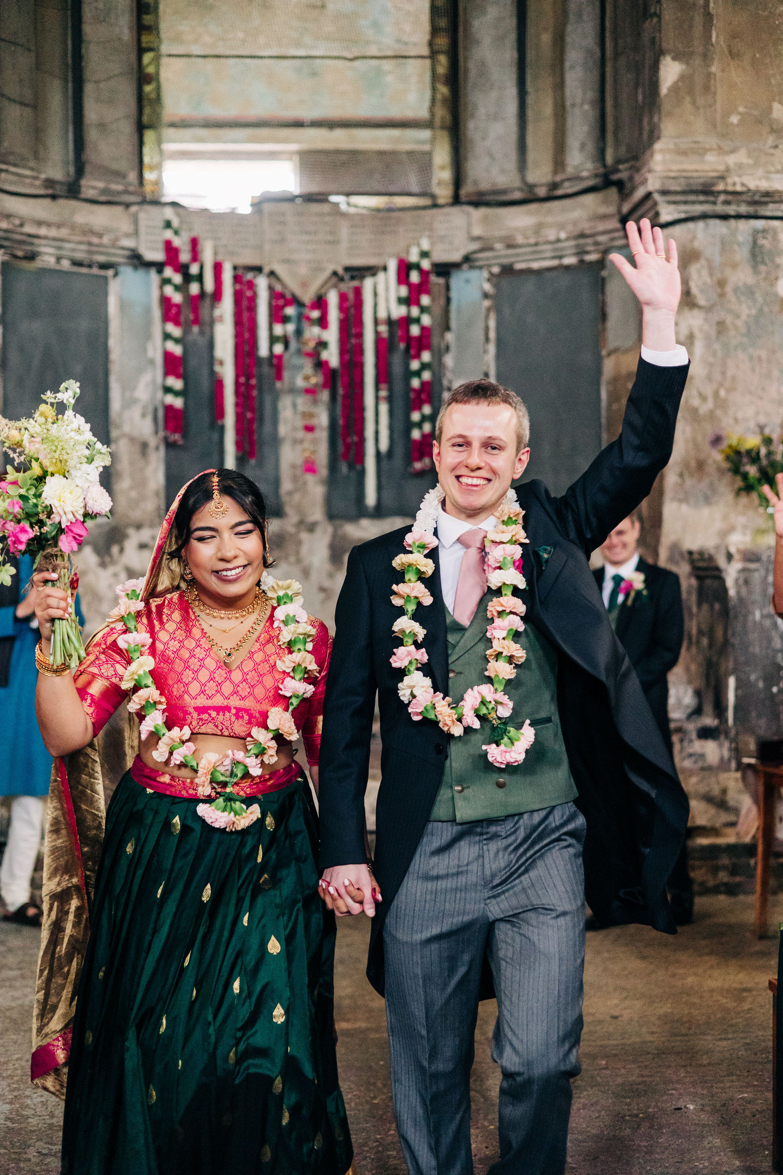 colorful multicultural british indian wedding ceremony at asylum chapel in london england UK wedding