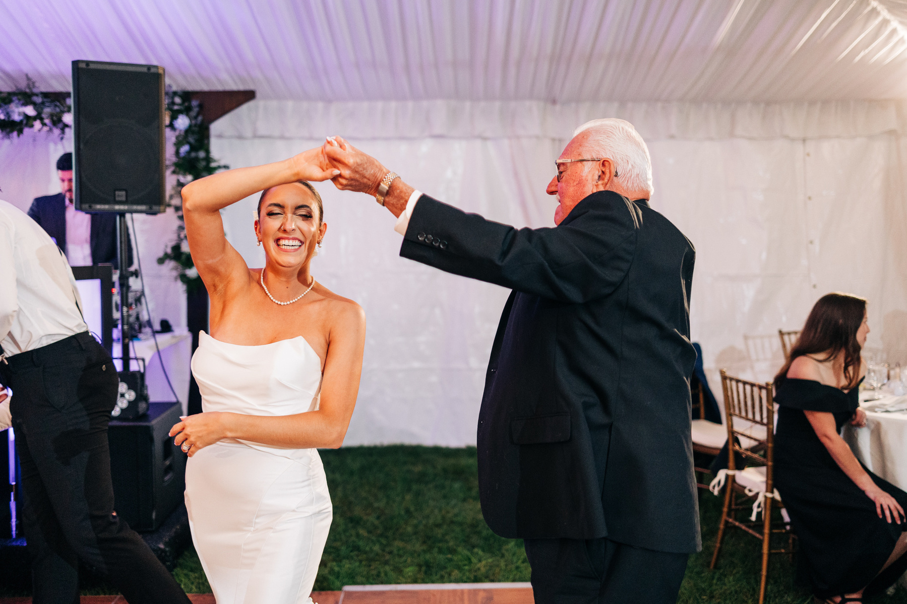 bride dancing with grandfather at wedding reception at glenhardie country club near philadelphia pennsylvania main line chester county