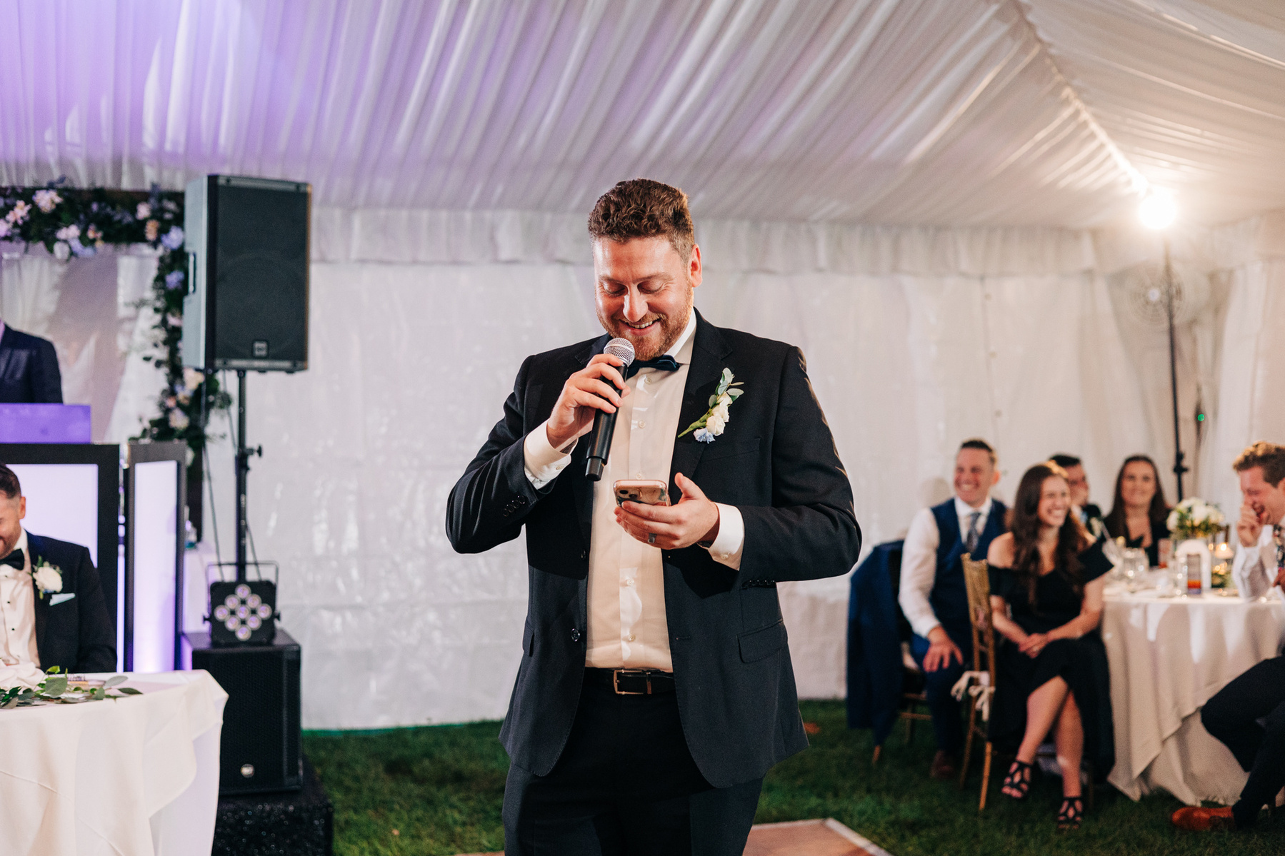 best man speech tented wedding reception at glenhardie country club near philadelphia pennsylvania main line chester county