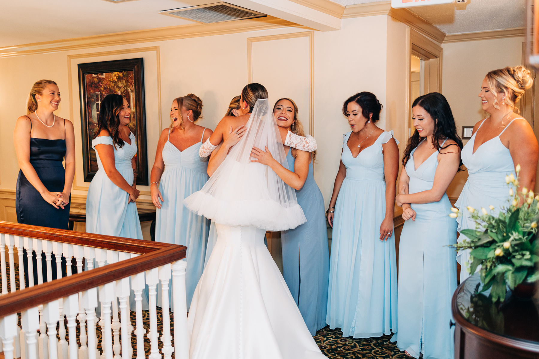 first look with bridesmaids philadelphia wedding