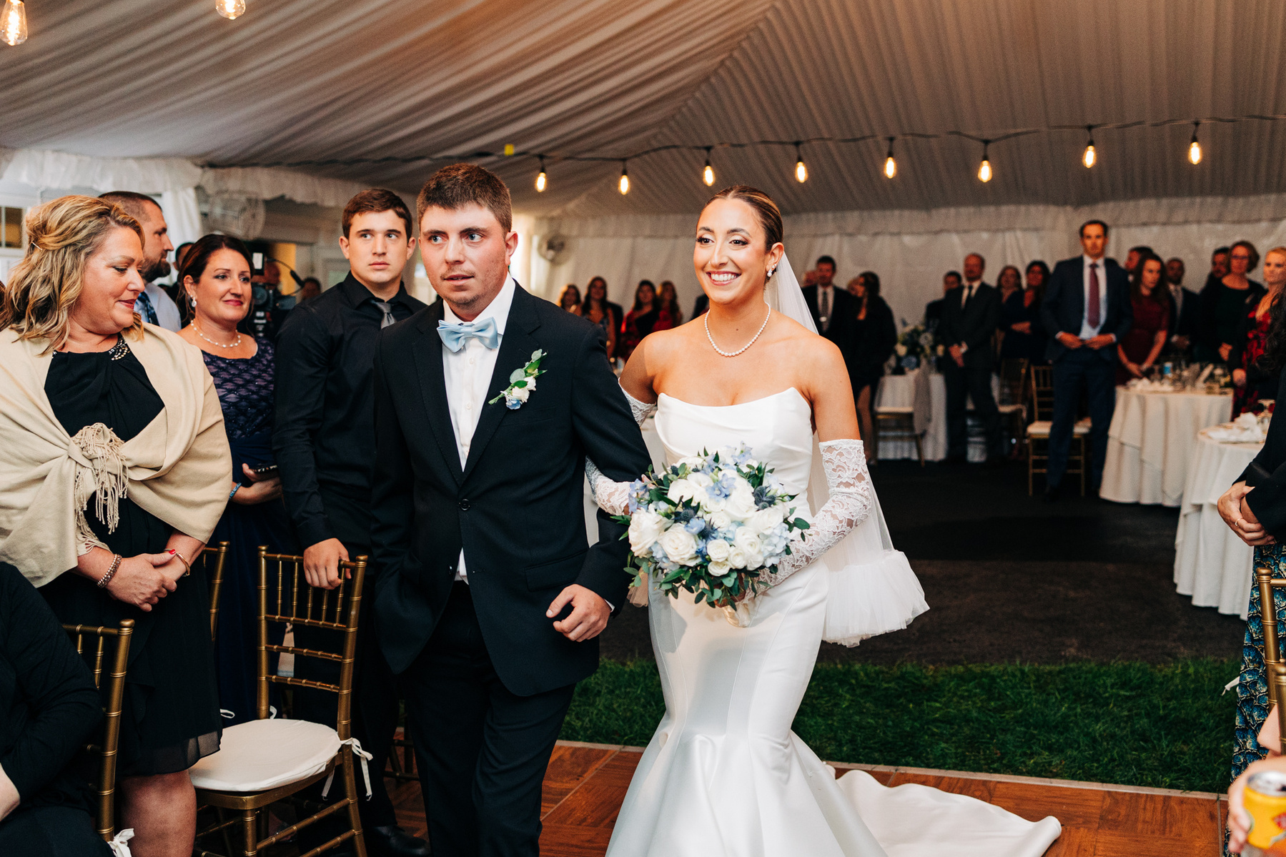 bride walking down the aisle glenhardie country club wedding near philadelphia on the main line pennsylvania 