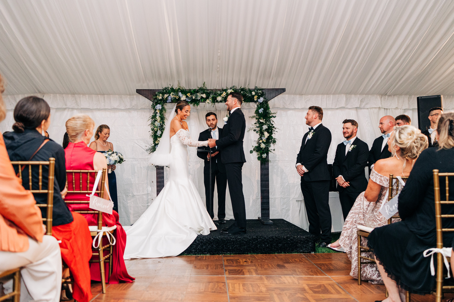 tented wedding ceremony glenhardie country club wedding near philadelphia on the main line pennsylvania 